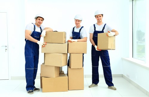 Packing and labelling office items for a Mayfair business move