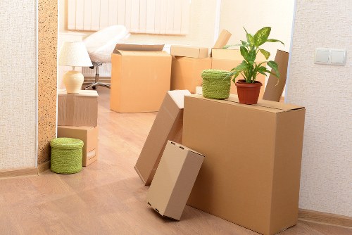Furniture and boxes arranged for local removal transport